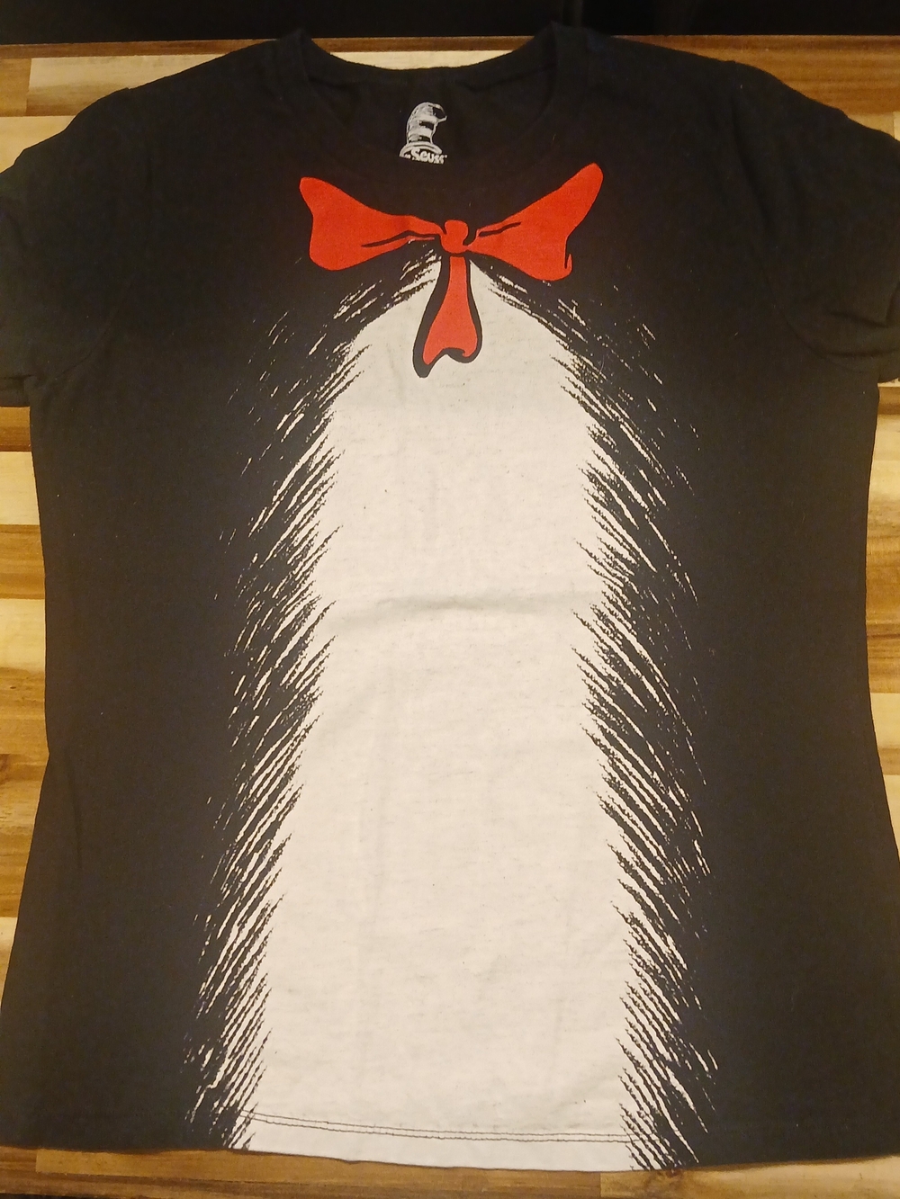Dr. Seuss The Cat in the Hat Black Graphic Tee with Red Bow